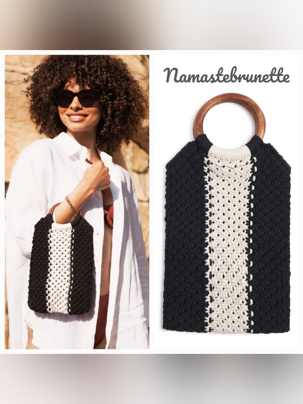 $118 Boho Mini Macrame Crochet Bag Tote